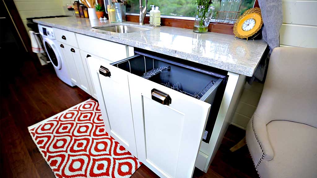 Details of the kitchen in the Cozy Cottage custom tiny home