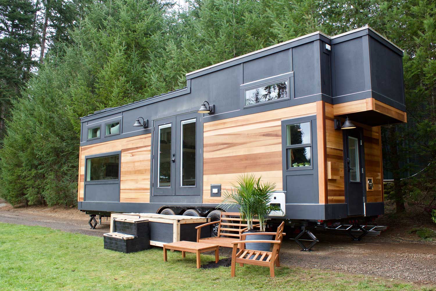 Exterior of a tiny house built by Tiny Heirloom, Portland tiny home builders