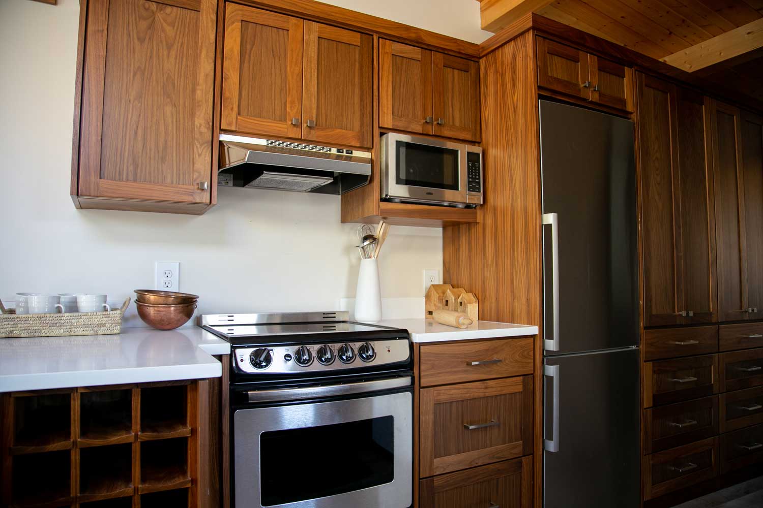 Log Cabin custom tiny home's kitchen